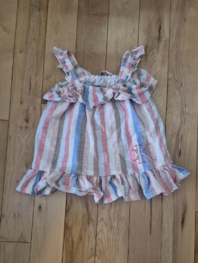 Girls Size 3T Calvin Klein Striped Ruffle Dress